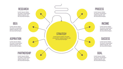 Business infographic template. Idea chart with eight options, steps. Vector chart.