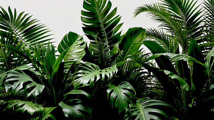 Fototapeta premium Tropical palm leaves, floral pattern background