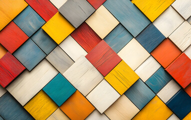 Colorful Wooden Blocks Arranged in a Diagonal Pattern

