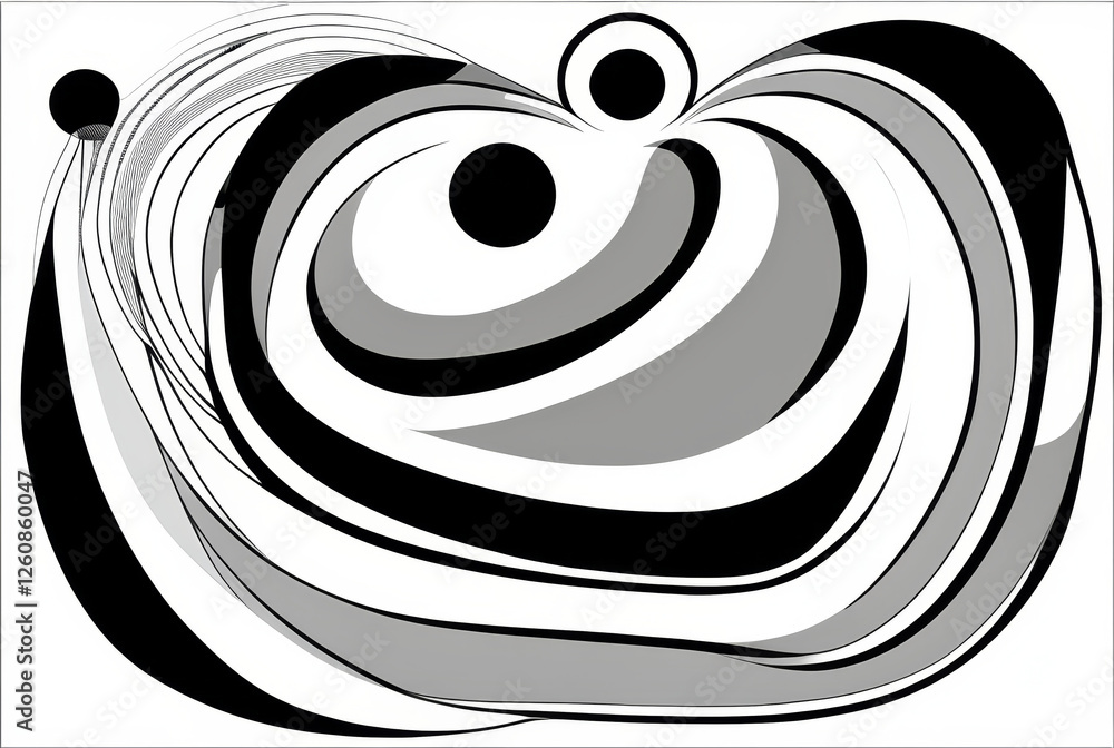 Aufkleber swirling patterns in black and white create striking abstract art