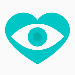 Obraz premium Blue heart with eye symbol representing love and vision.