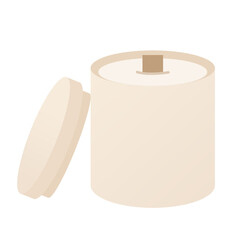 Candle in jar with a wooden wick in cartoon flat style. Design elements for home decor, Valentines Day, wedding, bachelorette party.