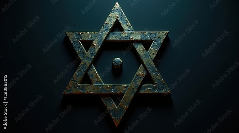 Aufkleber a captivating artistic representation of the star of david with a distinctive color palette and text