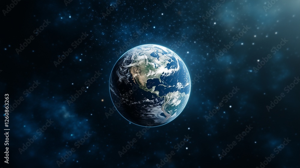 Poster the earth is seen in space. planets and the earth grid. space coverage of the internet technology. t