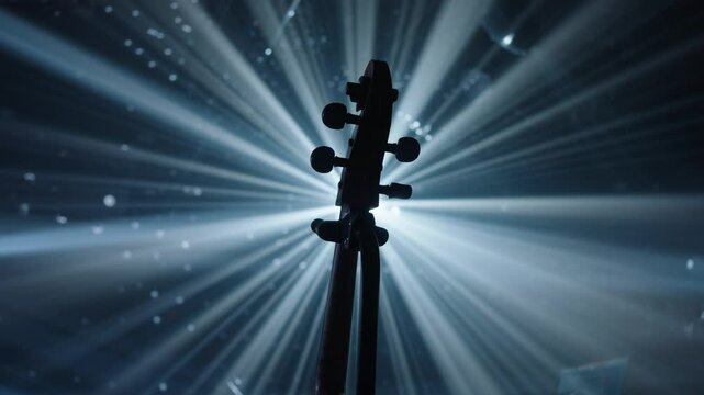 Cello on stage with concert lighting