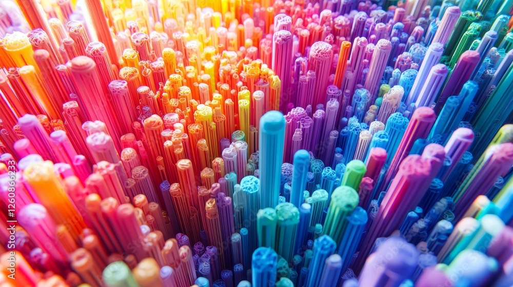 Poster A breathtaking array of multicolored columns rises from a vibrant background, creating a dreamlike environment filled with energy and creativity. Each hue captures attention and inspires wonder