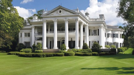 Elegant Southern Mansion on a Sunny Day