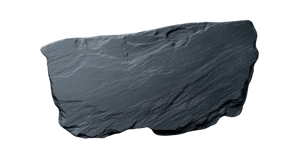 Dark grey slate stone slab with transparent background