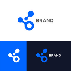 Abstract Blue Molecular Brand Logo Design Variations