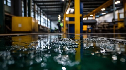 Naklejka premium Industrial Water Reflection: A Glimpse into Manufacturing