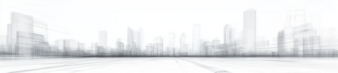 Fototapeta premium Minimalist pen line illustration of a silhouette of a city skyline panorama.