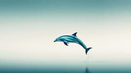 minimalist dolphin jumping over calm ocean waters