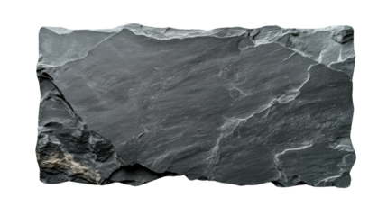 Dark grey slate rock piece with transparent background
