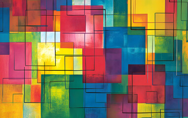 Abstract Colorful Geometric Background with Overlapping Lines

