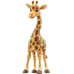 Obraz premium Cute cartoon giraffe, white background, children's book illustration (1)