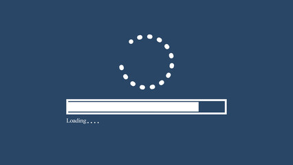 loading progress bar icon.Software updates. File transferring. White dotted round rotating Circle icon.