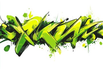 Vivid green graffiti with dynamic flowing style. Neural network AI generated