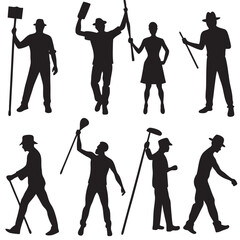 Obraz premium Painter silhouettes set canvas pack of vector silhouette design