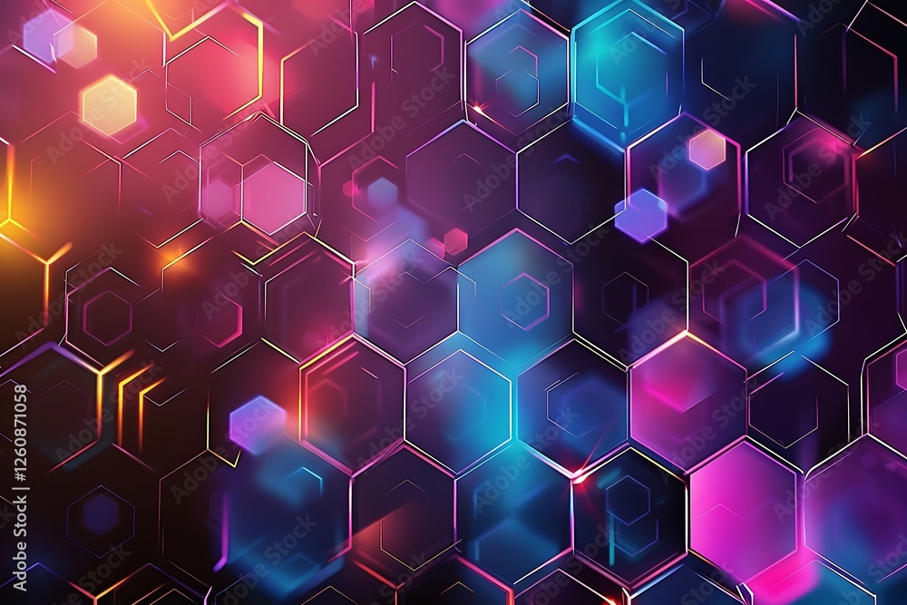 Poster abstract glowing hexagonal background. technology and science concept.