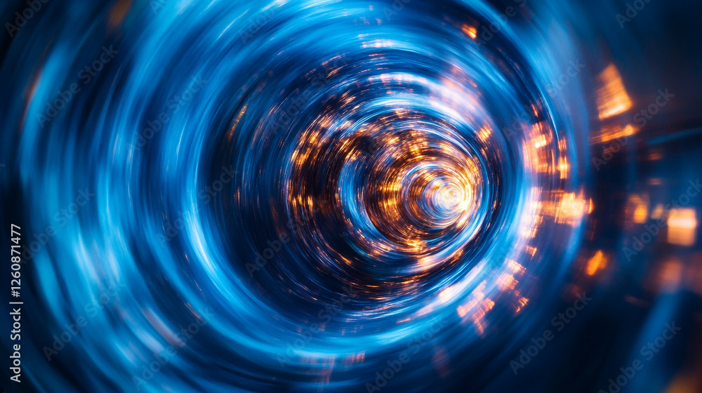 Poster swirling abstract light patterns create a dynamic visual experience in vibrant colors