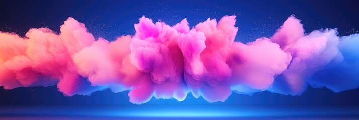 Fototapeta premium Vibrant pink and blue neon cloud formation, abstract digital art.
