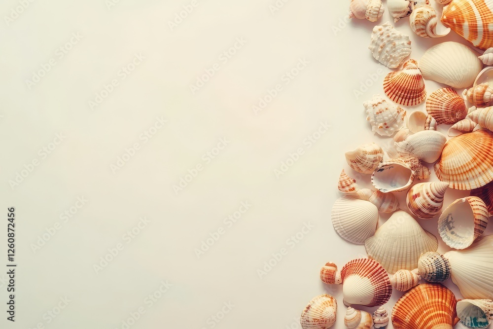 Poster beautiful collection of seashells arranged artistically on a clean surface waiting to be admired and