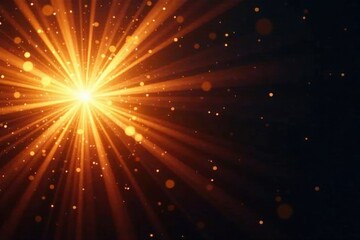 Amber Radiance A Burst of Light and Sparkling Particles Against a Dark Background