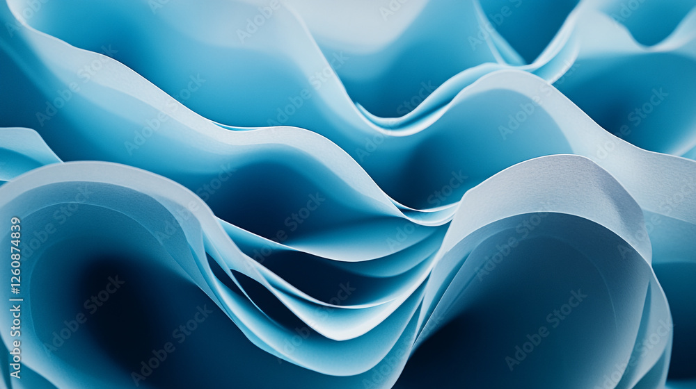 Aufkleber abstract blue paper waves create a sense of movement and depth in the composition