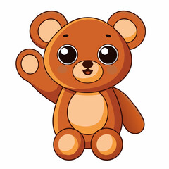 Obraz premium illustration of teddy bear and cute little bear standing and feeling happy