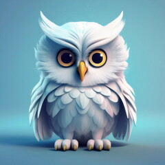 Fototapeta premium Cheerful cartoon owl with large eyes perfect for kid-friendly logo design