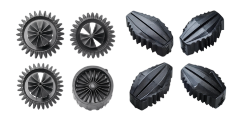 Assorted Black Mechanical Components for Engineering Applications