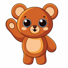 Obraz premium illustration of teddy bear and cute little bear standing and feeling happy