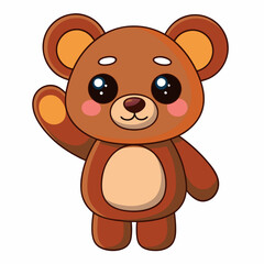 Obraz premium illustration of teddy bear and cute little bear standing and feeling happy