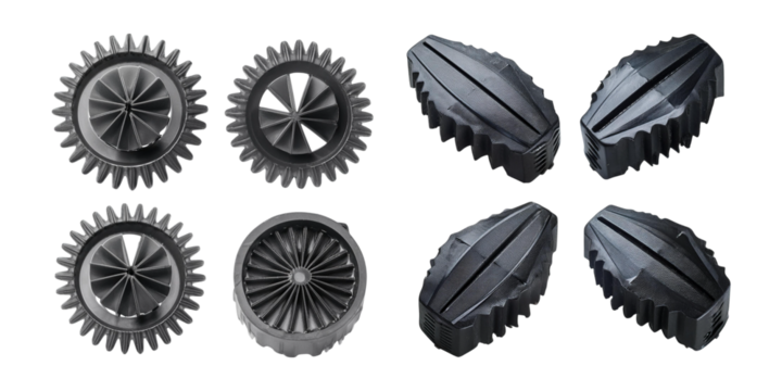 Assorted Black Mechanical Components for Engineering Applications