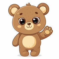 illustration of teddy bear and cute little bear standing and feeling happy