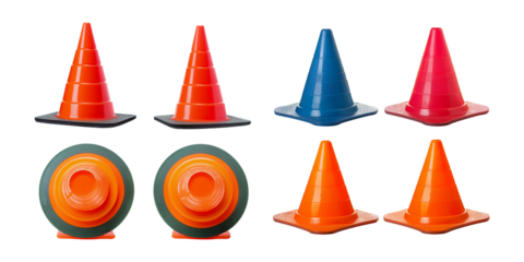 Colorful Traffic Cones for Safety and Roadwork Applications