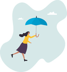 Embrace happiness and positive thinking, protection from depression or anxiety, woman wellbeing and lifestyle.business concept.flat character.