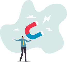 Business attraction or charisma with power to draw or attract business opportunity, money or customers.business concept.flat character.