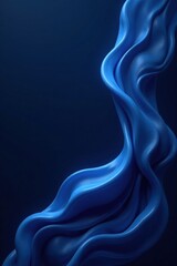 Abstract Blue Drapery Elegant Swirls and Fluid Curves on a Dark Background