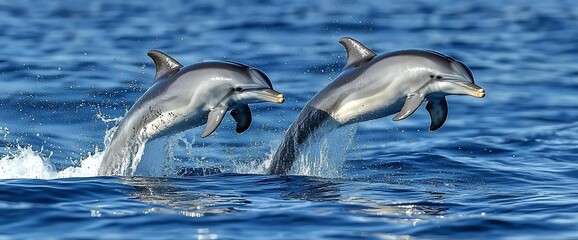 Fototapeta premium Dolphins jumping in ocean