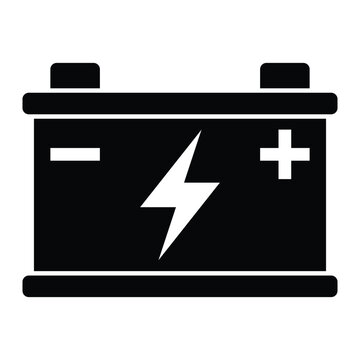 recommend clip art: Car battery vector icon. Automotive power source symbol. Black silhouette isolated on white background.