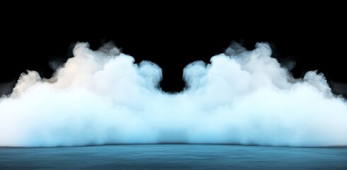 Abstract White Smoke on Black Background with Space for Text – Dark Foggy Effect