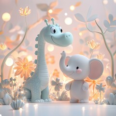 elephant and giraffe