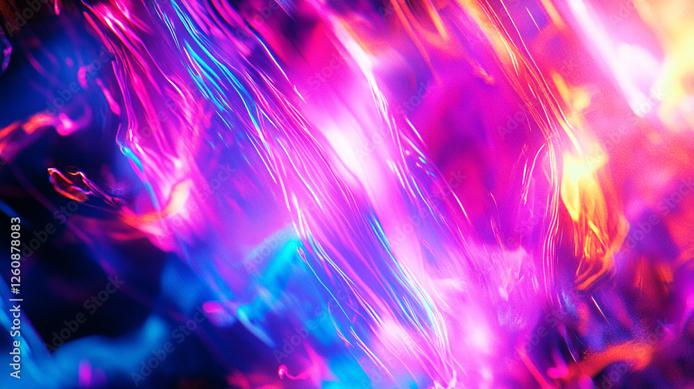 Poster colorful abstract light patterns illuminate a dark background creating vibrant visuals