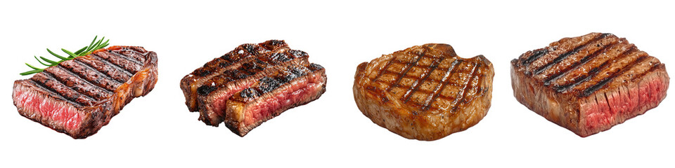 Grilled Meat Varieties on a Transparent Background for Culinary Use