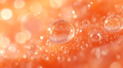 Water Droplets on Orange Surface Glistening Brightly