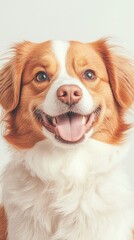Fototapeta premium Playful dog portrait indoor studio animal bright atmosphere close-up view joyful expression
