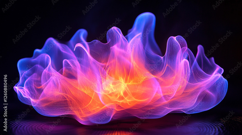Poster colorful abstract light patterns create a flowing design in vibrant hues