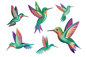 Elegant Hummingbird in Mid-Air – Delicate Vector Illustration