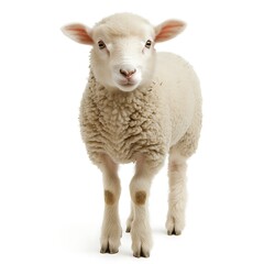 Obraz premium Lamb standing, white background, farm animal, agriculture (1)